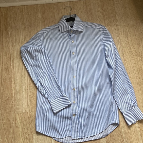 Cafe Cotton Barney sky blue stripe slim fit shirt - Picture 3 of 10
